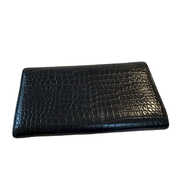 YSL dark navy crocodile embroidered leather long wallet - Picture 6 of 16